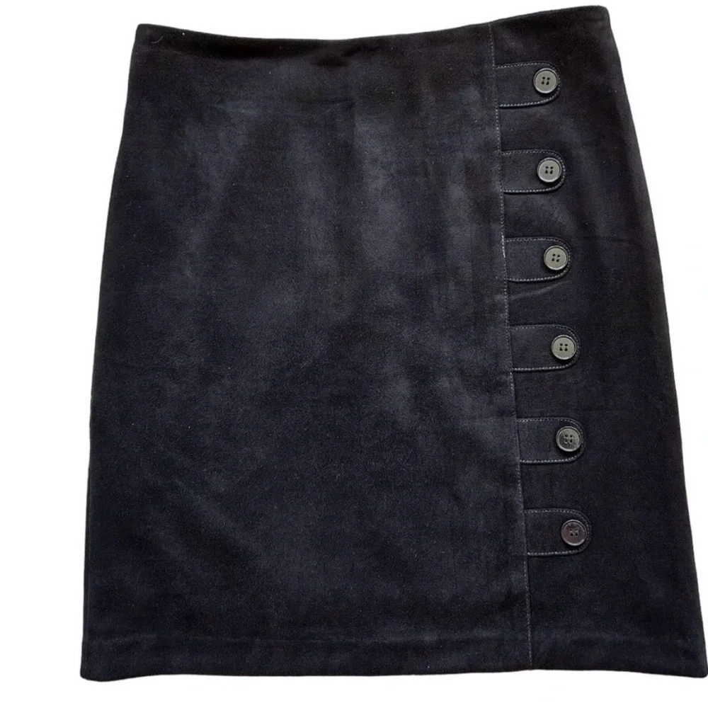 J McLaughlin Pencil Skirt Womens Size 8 Black Strech Faux Suede Boho Career - Picture 4 of 7
